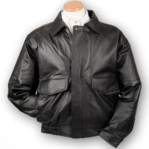 Conceal Carry Buffed Leather Bomber Jacket