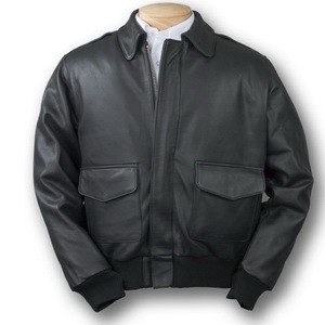 A-1 Cowhide Leather Bomber Jacket (Black)