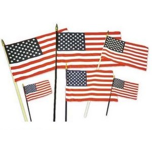 Cotton Miniature USA Flag w/Natural Wood Staff & Gold Spear (12