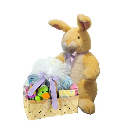3' Tall Deluxe Baxter the Bunny plush w/Basket of Toys