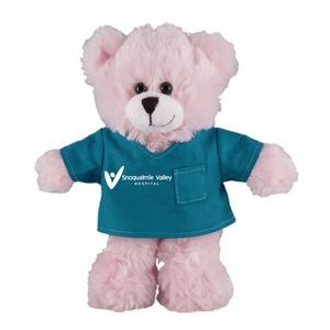 Soft Plush Stuffed Pink Bear in scrub shirt