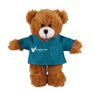 Soft Plush Stuffed Mocha Teddy Bear in scrub shirt
