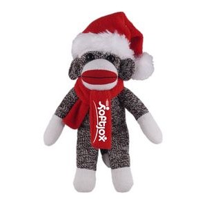 Orginal Sock Monkey (Plush) with Christmas Hat and Scarf