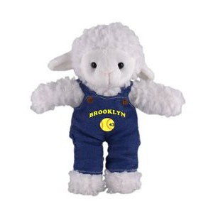 Soft Plush Stuffed Sheep in denim overall.