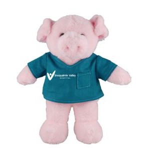 Soft Plush Stuffed Pig in scrub shirt