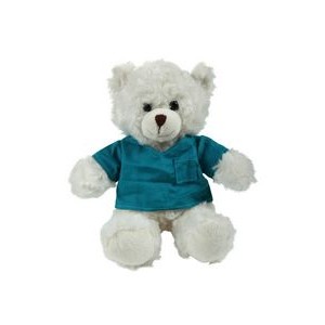 soft plush Cream Curly Sitting Bear with Medical Scrub