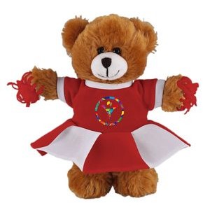Soft Plush Stuffed Mocha Teddy Bear with Cheerleader Outfit