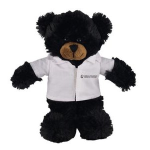 Soft Plush Stuffed Black Bear in doctor's jacket.