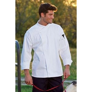 Santorini White Easy Care 65/35 Poly Cotton Twill Chef Coat (XS-XL)