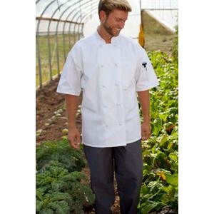 White Antigua Performance Short Sleeve Chef Coat (4XL-6XL)