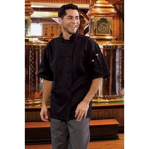 Black Short Sleeve Knot Chef's Coat (4XL-6XL)