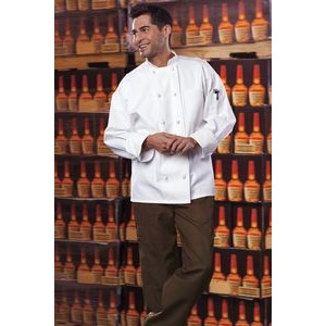 White Classic Easy Care Knot Chef Coat w/Mesh (2XL-3XL)