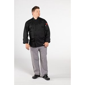 65/35 Polycotton Twill Classic 10-Knot Chef Coat (XS-XL) BLACK