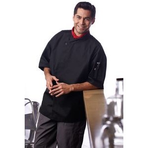 Unisex Black Tunic Style Moisture Control Chef's Coat (XS-XL)
