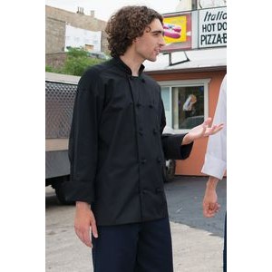 Black Classic Easy Care Knot Chef Coat w/Mesh (XS-XL)
