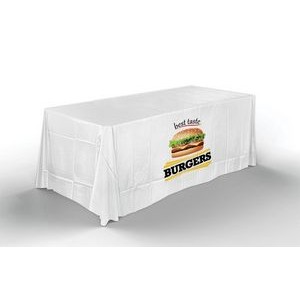 Recyclable Plastic Flat Front Panel Digital Imprint Table Cover (108"x65") Three Sided