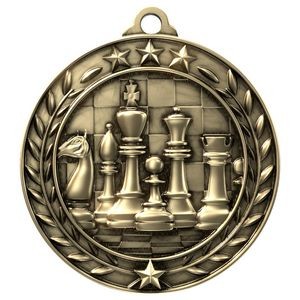 Antique Chess Wreath Award Medallion (2-3/4")