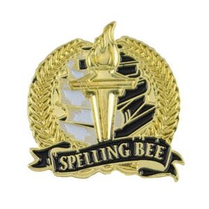 Bright Gold Academic Spelling Bee Lapel Pin (1-1/8")
