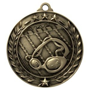 Antique Swimming Wreath Award Medallion (1-3/4")