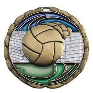 Antique Volleyball Color Epoxy Medallion (2-1/2")