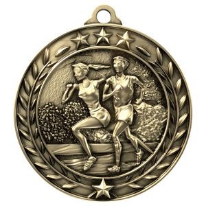 Antique Cross Country Wreath Award Medallion (2-3/4")