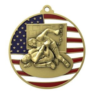 Patriotic Wrestling Medallions 2-3/4"