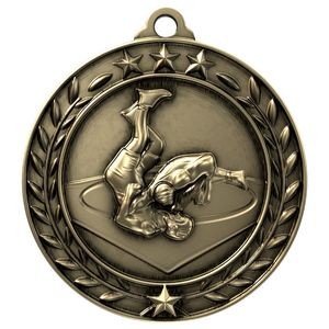 Antique Wrestling Wreath Award Medallion (1-3/4")