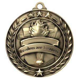 Antique Readers Are Leaders Wreath Award Medallion (2-3/4")