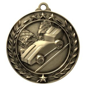 Antique Pinewood Derby Wreath Award Medallion (1-3/4")