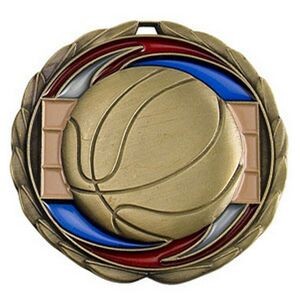 Antique Basketball Color Epoxy Medallion (2-1/2")