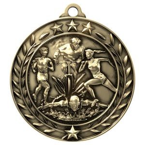 Antique Triathlon Wreath Award Medallion (2-3/4