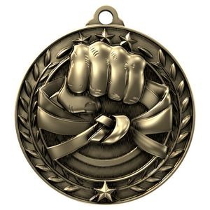 Antique Martial Arts Wreath Award Medallion (1-3/4