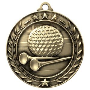 Antique Golf Wreath Award Medallion (2-3/4")