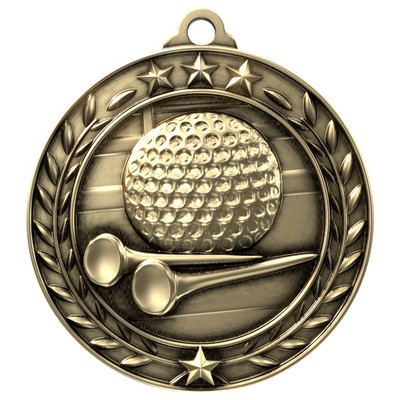 Antique Golf Wreath Award Medallion (2-3/4")