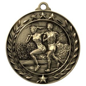 Antique Cross Country Wreath Award Medallion (1-3/4")