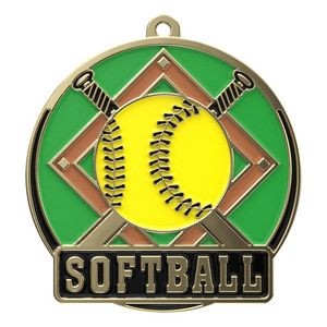 Bright Gold Softball High Tech Medallion (2")