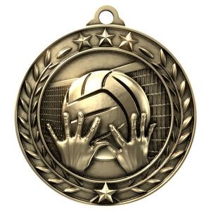 Antique' Volleyball Wreath Award Medallion (2-3/4")
