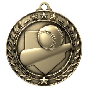 Antique Baseball Wreath Award Medallion (2-3/4")