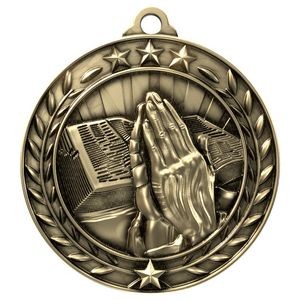 Antique Religion Wreath Award Medallion (2-3/4")
