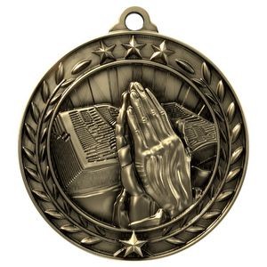 Antique Religion Wreath Award Medallion (1-3/4")