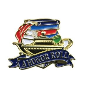 Bright Gold Educational A Honor Roll Lapel Pin (1-1/8")
