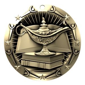 Antique Book & Lamp World Class Medallion (3")