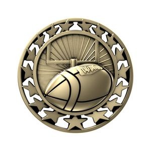 Antique Football Star Medal (2-1/2")