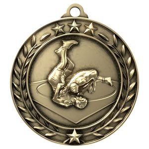 Antique Wrestling Wreath Award Medallion (2-3/4")