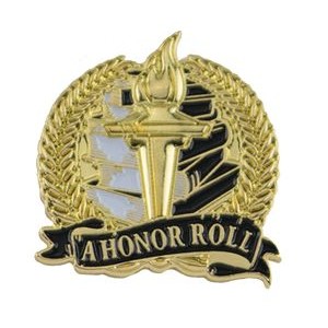 Bright Gold Academic A Honor Roll Lapel Pin (1-1/8")
