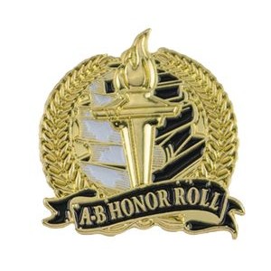 Bright Gold Academic A-B Honor Roll Lapel Pin (1-1/8")