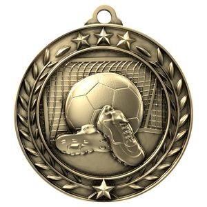 Antique Soccer Wreath Award Medallion (2-3/4")