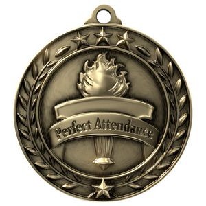 Antique Perfect Attendance Wreath Award Medallion (1-3/4")