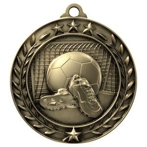 Antique Soccer Wreath Award Medallion (1-3/4")
