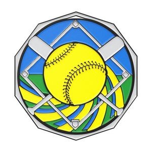 Softball Decagon Colored Medallion (2")
